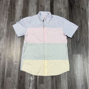 Brooks Brothers Men's S/S Patchwork Oxford Fun Multicolor Striped Color Size Med